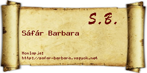 Sáfár Barbara névjegykártya